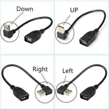 90 Laipsnių USB Vyrų ir Moterų prailginimo Laido Adapteris, AUKŠTYN, Žemyn, kairėn, Dešinėn Kampu USB 2.0 Tipas A M/F Pratęsimo Laido Adapteris