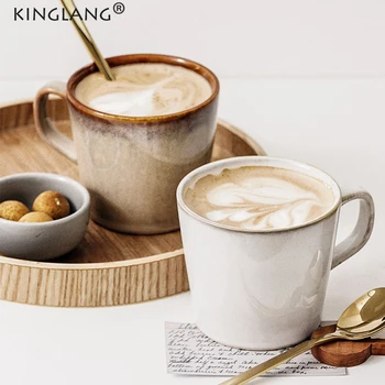 Kinglang NAUJAS Japonų Retro Krosnies Kavos Puodelio Restoranas, Pusryčiai Taurės Kūrybos Keraminių Buities Pieno Teacup Vandens Puodelis Didmeninės