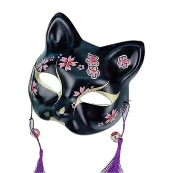 Moterų Rankomis dažyti Kačių devynių-tailed Fox Mask Natsume ' s Knyga Draugų Minkštimo Pusę Veido Helovyno Cosplay Gyvūnų Šalis