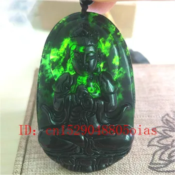 Natūralus Juodas Žalia Hetian Akmens Raižyti Jade Buddha Pakabukas Karoliai Kinijos Žadeito Papuošalų, Žavesio Amuletas Dovanas Moterims Vyrai