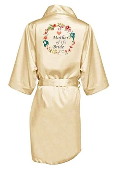 Šampanas Vestuvių Nuotaka Bridesmaid, Gėlių Skraiste Satino Viskozė Chalatas Pižamą Moterų Kimono Sleepwear Gėlių Plius Dydis