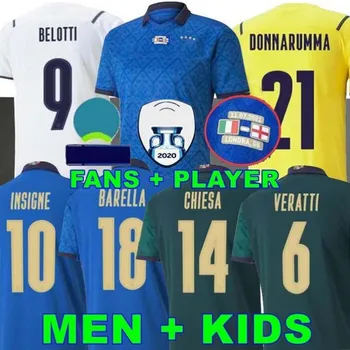 Euro 2021 taurės italija aukštos kokybės jersey 20 21 home away insigne futbolininkų belotti chiesa pajudėti trečiųjų megztiniai
