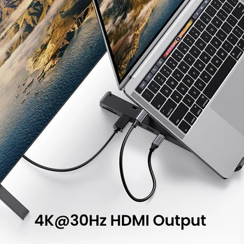 [NAUJOJI • X-Kit Turėtojas HUB】UGREEN USB HUB Docking Station USB C 4K HDMI SD TF 2 USB 3.0 Prievadus, Nešiojamas Stovas 