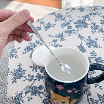 Kūrybinės animacijos shiba inu puodelis su šaukšteliu dangtis,mados kavos puodelis Keramikos Arbatos Puodeliai Pusryčiai Drinkware Gražus Dovanos