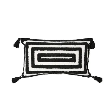 Naują Šiaurės Mesti Siūtinės pūkinės Pagalvės užvalkalą Vertus, siuvinėjimo geometrijos namų dekoro Pagalvėlė Padengti Sofa-retro Juoda ir balta pagalvės dangtelis