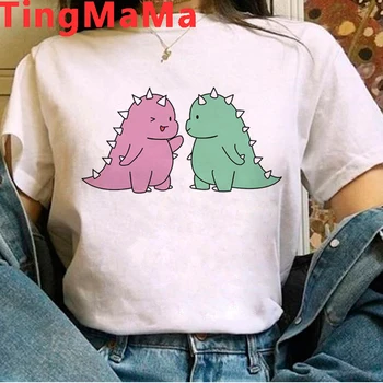 Kawaii Animacinių filmų Dinozaurų Marškinėliai Moterims Vasaros Viršūnes Juokinga Gyvūnų Dinozaurų Kūdikių Grafinis Tees Harajuku Unisex 90s T-shirt Moteris