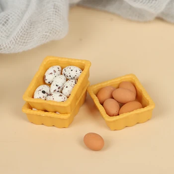 1:12 Miniatiūriniai Lėlių Mini Kiaušinių Dėklas Su Virtuvės Maisto Priedai Modelį, Žaislai, Lėlės Namas Virimo Žaidimas Maistas