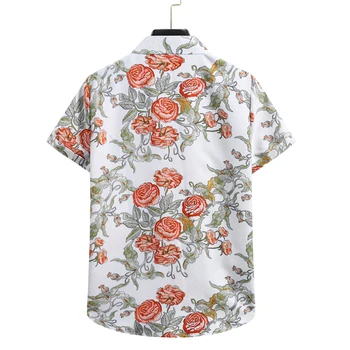 2021 Vasaros Trumpomis Rankovėmis Palaidinė Vyrų, Moterų Atsitiktinis Gėlių Spausdinti Camisa Viršūnes Prarasti Streetwear Derliaus Vyrų Paplūdimio Havajų Marškinėliai