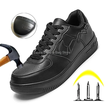 Mados darbo sportbačiai vyrai, saugos batus, plieno toe punkcija prrof darbo saugos batai balti bateliai kevlar saugumo batai vyriška juoda