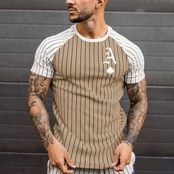 2021 tendencija vyrų apvalios kaklo trumparankoviai marškinėliai sporto treniruoklių laisvalaikio lauko vyrų atspausdintas trumpas rankovėmis vyriški T-shirt