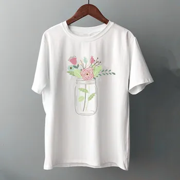 Moterų Grafinis Gėlių Gėlių Mados Atsitiktinis Mielas Stilius Derliaus Lady Tees Spausdinti Viršūnes Drabužių Moterų Marškinėliai Moteriški Marškinėliai