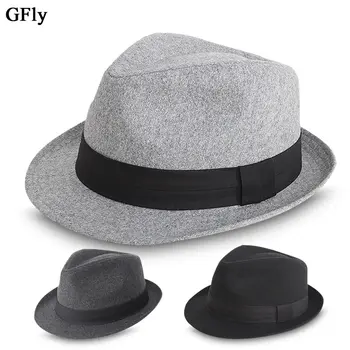 Klasika Rudenį 2021 Žiemos Trumpas Kraštų Manė, Fedoras Skrybėlę Vyrų Juoda panama Derliaus viršuje sombrero vyriškos kepurės džentelmenas fedora