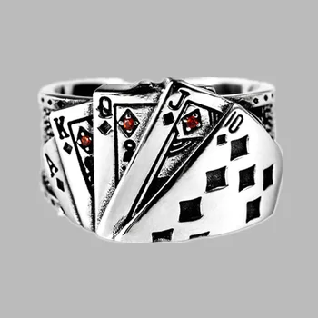 Pokerio Žiedas Ar senas Charakterio rodomojo Piršto Žiedą Punk Hip-Hop Banga Atkurti Senovės Būdų, kaip Žmonės Kūrybos Pokerio Street Snap Žiedas
