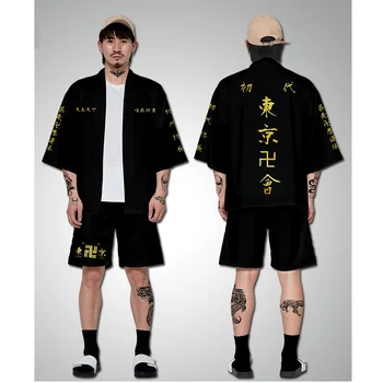 Tokijo Revengers T-shirt Ken Ryuguji Takemichi Tee Viršūnes Japonų Stiliaus Haori Ryuguji Doraken Ken Cosplay Komplektai 4 Rūšių 2021