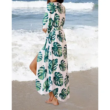 2021 Seksualus Paplūdimio Cover Up Spausdinti Bikini Danga-ups Paplūdimio Moterų Paplūdimio Moterų maudymosi kostiumėlį Padengti Iki Apsirengti maudymosi Kostiumėliai Paplūdimio Tunika Suknelė