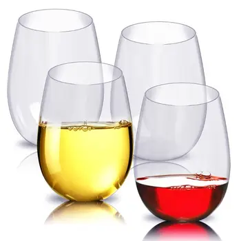 Stemless Raudonojo ir Baltojo Vyno Taure 16oz, Nedūžtančios Tritan Plastiko Vyno Stiklinės Nustatyti Atostogų, Šalis, Gimtadienis, Indaplovė