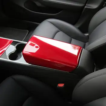 34x19x6CM Automobilių Porankiu Padengti Blizgus Apdailos Raštas Aukštos kokybės Porankiai Bžūp Tesla Model 3 2017-2019 Raudona/Balta/Yello