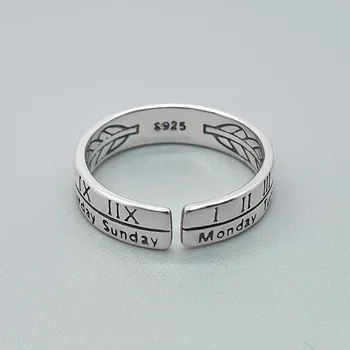 Naujas Nekilnojamojo Sidabro Spalvos Laišką Žiedai Moterų Didžiojo Piršto Žiedus Unisex Juvelyrikos Vyrai