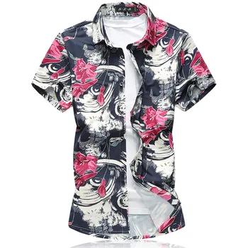 Naujas Atvykimo Vyrų Havajų Marškinėliai 2021 metų Vyras Atsitiktinis Gėlių Spausdinti Paplūdimio Plius Dydžio trumpomis Rankovėmis Palaidinės, Drabužiai 5XL 6XL 7XL