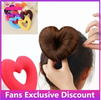 2021 Mielas Širdies Formos Rožančiai Plaukų Formavimo Įrankis, Moterys, Merginos Sponge Bract Galvos Meatball Plaukų Bun Maker Žiedas Spurgos Nemokamas Pristatymas