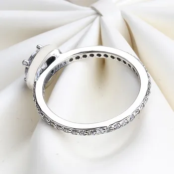 Originalus 925 кольцо Sidabro Visos Žiedas Didelis Blizga Krištolo, Sidabro Cz Visos Žiedas Moterims Vestuves Dovanų bižuterijos