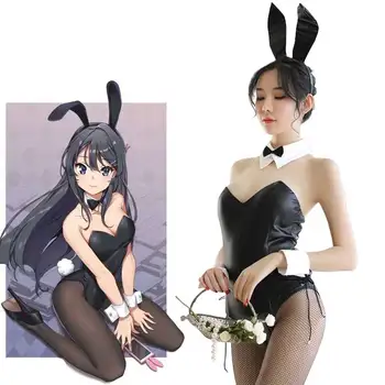 Seishun Buta Yarou wa Bunny Mergina Senpai no Yume wo Minai Cosplay Helovinas Kostiumas Mergaitėms Sexy Cute Bunny Dirbtiniais Odos, Triušis