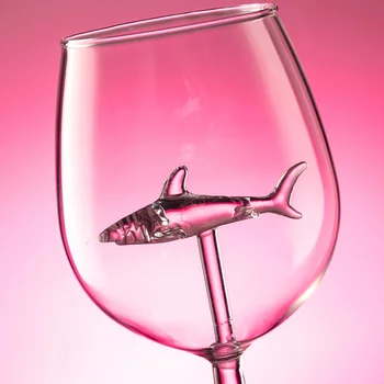 Nauja Raudona Vyno Taure su Ryklių Viduje Goblet Stiklo, be Švino, skaidraus Stiklo Namų Baras Šalis