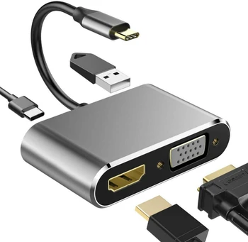 VIRIVI USB 3.1 Tipas-C Stebulės Adapteris HDMI VGA 4K 