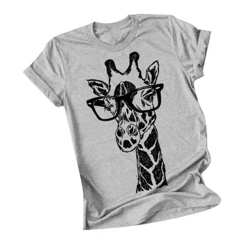 71 Marškinėliai Moterims Harajuku Marškinėlius Moterų Plius Dydis 3XL Trumpas Rankovės Žirafa Spausdinami O-Kaklo Marškinėliai Topai Moterų 2021 camisetas mujer