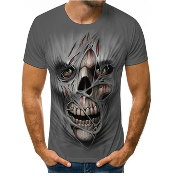 2021 Vyrų Vasaros Viršūnes Gatvės Atsitiktinis Marškinėliai Mados 3D Spausdinimo vyriški marškinėliai Naujas Kaukolė Spausdinti vyriški ir moteriški marškinėliai
