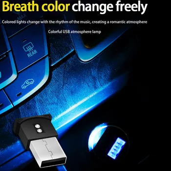 Mini USB LED Automobilių Šviesos Auto Interjero Atmosferą Šviesos Dekoratyvinės Lempos Avarinio Apšvietimo PC Auto Spalvinga Lengvųjų Automobilių Priedų