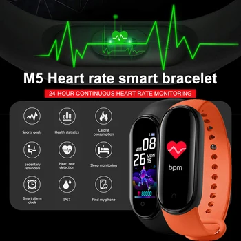 M5 Smart Grupė Vyrų, Moterų, Širdies ritmas, Kraujo Spaudimas, Miego Stebėti Pedometer 