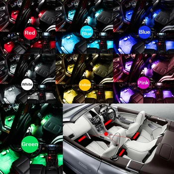 Automobilio LED RGB Juostos Šviesos Interjero Atmosferą Dekoratyvinis Koja Lempa volvo xc90 s60 s80 s40 v40 v50 v70 xc70 smart fortwo