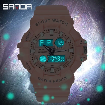 SANDA Prekės ženklo Vyrai Skaitmeninis Žiūrėti Šoko Karinės Sporto Laikrodžiai Mados Vandeniui Elektroninis Laikrodis Mens 2021 Relogios