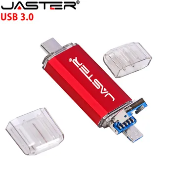 Hotsale JASTER OTG USB Flash Drive, Modelis C pen diskas 128GB 64GB 32GB 16GB USB 3.0 Pendrive Tipo C Prietaisas 3 in 1 urmu