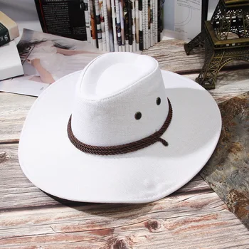 Vakarų Amerikos Mens Kaubojaus Skrybėlės, Plačios Kraštų Kelionių Saulės Skrybėlę Cowgirl Poliesteris Sombrero Kepurė Atostogų Chapeau Homme
