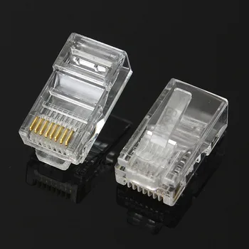 50PCS/daug RJ45 RJ-45 CAT5 cat5e Modular Kabelis Galvos Prijungti Ethernet Auksą, Padengtą Tinklo Jungtis Geriausias Propagavimas