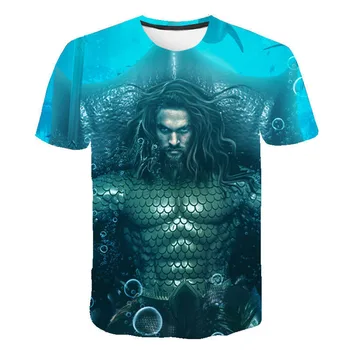 Superherojus T-Shirt Filmą Aquaman 3D Atspausdintas Streetwear Vyrai Moterys Mados Marškinėliai Harajuku Vaikai Tees Viršūnes Berniukas, Mergaitė, Marškinėlius Drabužiai