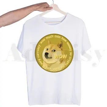 Cryptocurrency Dogecoin Savitas Klasikinis Tshirts Vyrų Mados Vasaros marškinėliai Marškinėlius Viršuje Tees Streetwear Harajuku Juokinga