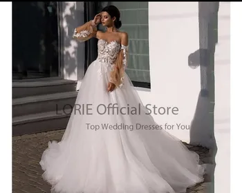 LORIE Boho Vestuvių Suknelė su Atskirai ilgomis Rankovėmis Brangioji Appliques Tiulio Nėrinių Princesė Vestuvių Suknelė Vestuvių Suknelė 2021