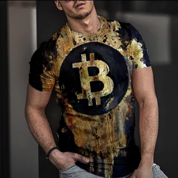Vyriški T-Shirt Street Punk Stiliaus Pop Bitcoin 3D Marškinėlius Karšto Parduoti Viršūnes Mens Didelio Dydžio Atsitiktinis Trumpas Laisvas Megztinis Spausdinimo TShirts