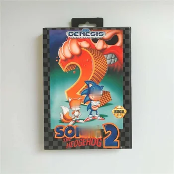 Soniced Žaidimas the Hedgehog 2 - Dangtelis Su JAV Mažmeninės Langelyje 16 Bitų MD Žaidimo Kortelės Sega Megadrive Genesis Vaizdo Žaidimų Konsolės