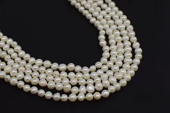 5rows gėlavandenių perlų balta netoli raundas 7-8mm karoliai 48-58cm FPPJ didmeninė karoliukai pobūdis