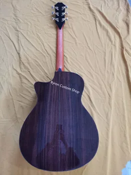 Nemokamas pristatymas custom shop V formos ruošiasi AAAA visos kietosios rankų darbo porankiu akustinė gitara Byron Užsakymą abalone cutaway gitara