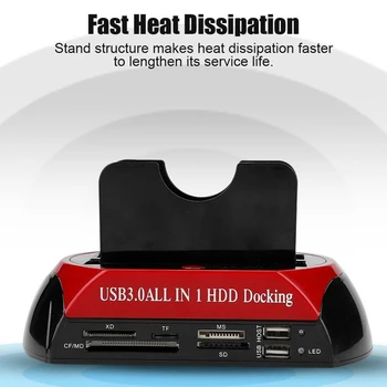 Kietasis Diskas Docking Station USB2.0-2.5 3.5 Colio SATA IDE Dual Lizdus Išorinis HDD korpusas su Kortelių Skaitytuvas ES AU US UK Kištukas