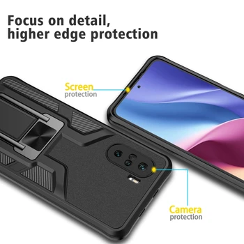 Už Xiaomi K40 PRO POCO F3 POCO X3 NFC Armijos Šarvai Automobilių Stabdžių-Rudenį Laikiklis Telefono dėklas
