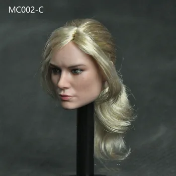Mancotoys MC002 1/6 Brie Larson Auksinių Plaukų, Galvos Skulptūra, Drožyba Tilpti 12