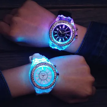 Mados Led Šviesos Moterų Laikrodžiai Želė Silikono Dirželis Ladise Laikrodis Studentų Kvarco Žiūrėti Žibintai Laikrodis Mėgėjams Dovanos