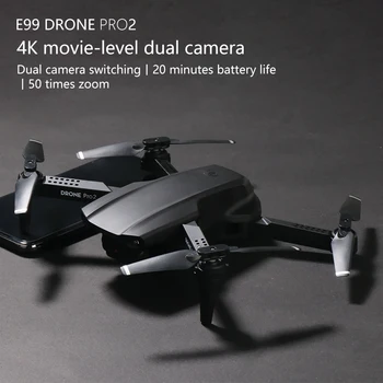 NAUJAS E99 Pro2 RC Mini Drone 4K HD Dual Camera WIFI FPV Profesinės aerofotografija Sraigtasparnis, Sulankstomas Quadcopter Dron Žaislai