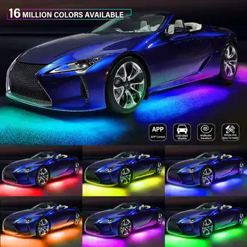 4Style 12V Teka Spalva RGB LED Juostelės Pagal Automobilių 90*120 Vamzdis Underglow Underbody Sistema Neoninė Šviesa 